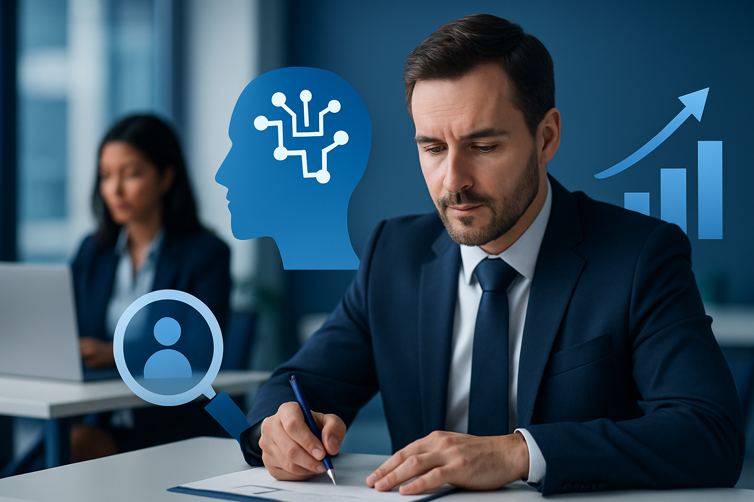Inteligência de Vendas: O Guia Completo para Prospecção B2B — ilustração editorial AGENTEAI