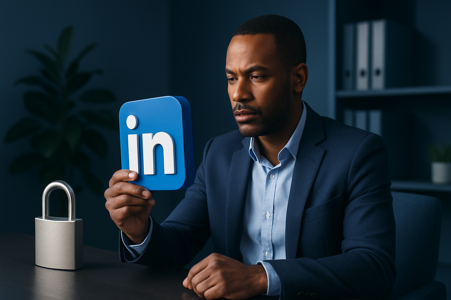 LinkedIn: É realmente seguro para prospecção B2B? — ilustração editorial AGENTEAI