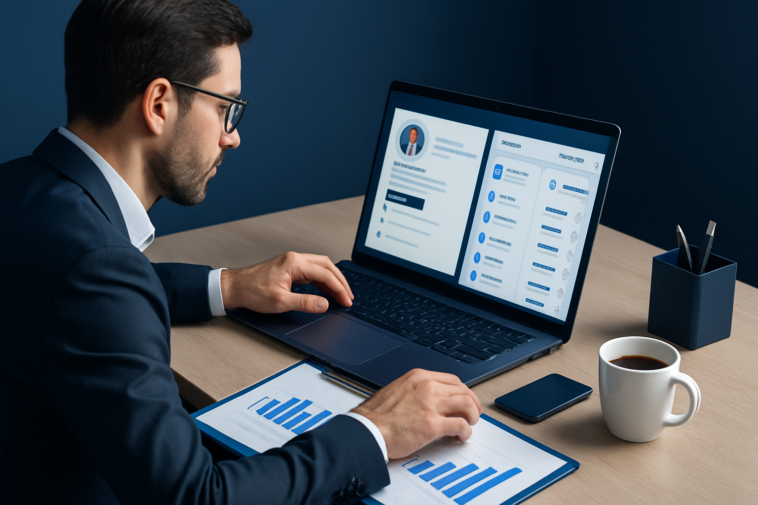 LinkedIn e Além na Prática: Estratégias Eficazes para Prospecção B2B — ilustração editorial AGENTEAI